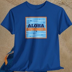 Aloha Summer Nautical Beach T-Shirt: Gildan Tropical Adult Tee