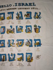 Hebrew Alphabet Jewish Letters Large T Shirt Art Of The Land E. N. Collect. NWOT