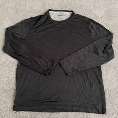Orvis Shirt Mens Large L Black Gray Long Sleeve Rayon Blend Crew Neck Sweater