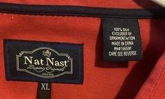 Nat Nast Silk Shirt Mens XL Red Cuban Guayabera Bowling Camp Retro Lounge Button