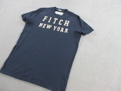 Abercrombie Fitch Shirt Mens Large Blue Spellout Logo SLIM Tee Muscle Fit Y2K