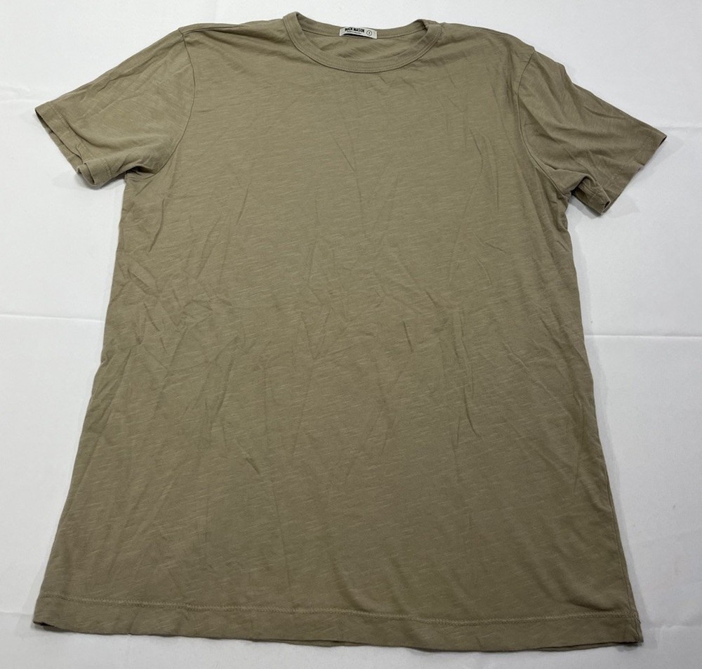 Buck Mason Crew Neck T-Shirt Straight Hem Size Small Beige Brown Casual