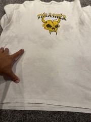 Thrasher Magazine Mens Size Large Vintage White T-Shirt. Awesome Grunge/Stain