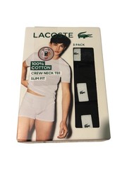 NWT Lacoste 3 Pack Cotton Crew Neck Tee Slim Fit Size Men’s XS