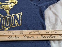 True Religion Men’s T-Shirt Tiger Tattoo Metallic Gold Foil Logo Tee Medium Blue