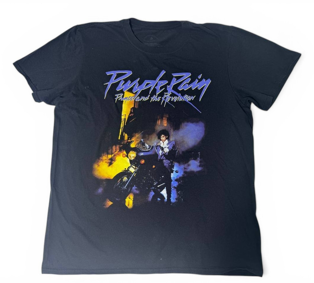 Prince Purple Rain Graphic T-Shirt Black Prince and the Revolution Tee Size L