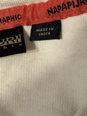 Napapijri Geographic Men Large Tan Beige Zipper Pocket 100% Cotton T-Shirt