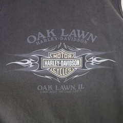 Vintage 2006 Harley Davidson Oak Lawn Tank Top 2X Biker Grunge Fade Black Cotton