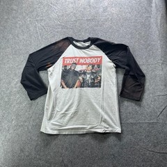 Original Flavor Shirt Mens L White Black Trust Nobody Graphic Raglan 3/4 Sleeve