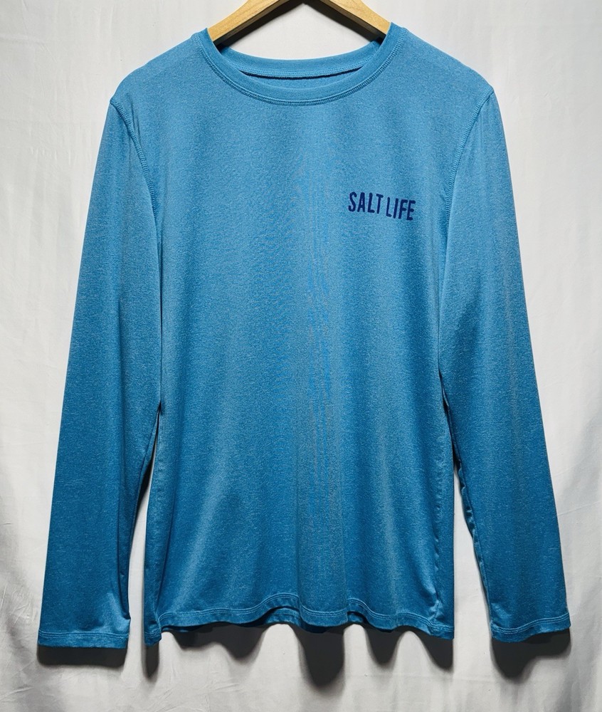 Salt Life SLX Uvapor Long Sleeve Blue Performance Shirt Men’s XL Graphic Print