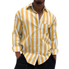 Men’s Stripes Shirt Casual Slim Shirts Long Sleeve Button Down Tops Blouse