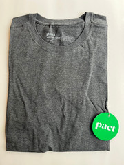 Pact Men’s Organic Cotton Softspun Crew Neck T-Shirt – Charcoal Heather – Small