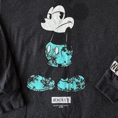 Disney Neff Mickey Mouse Long Sleeve Shirt Medium Gray Floral Graphic
