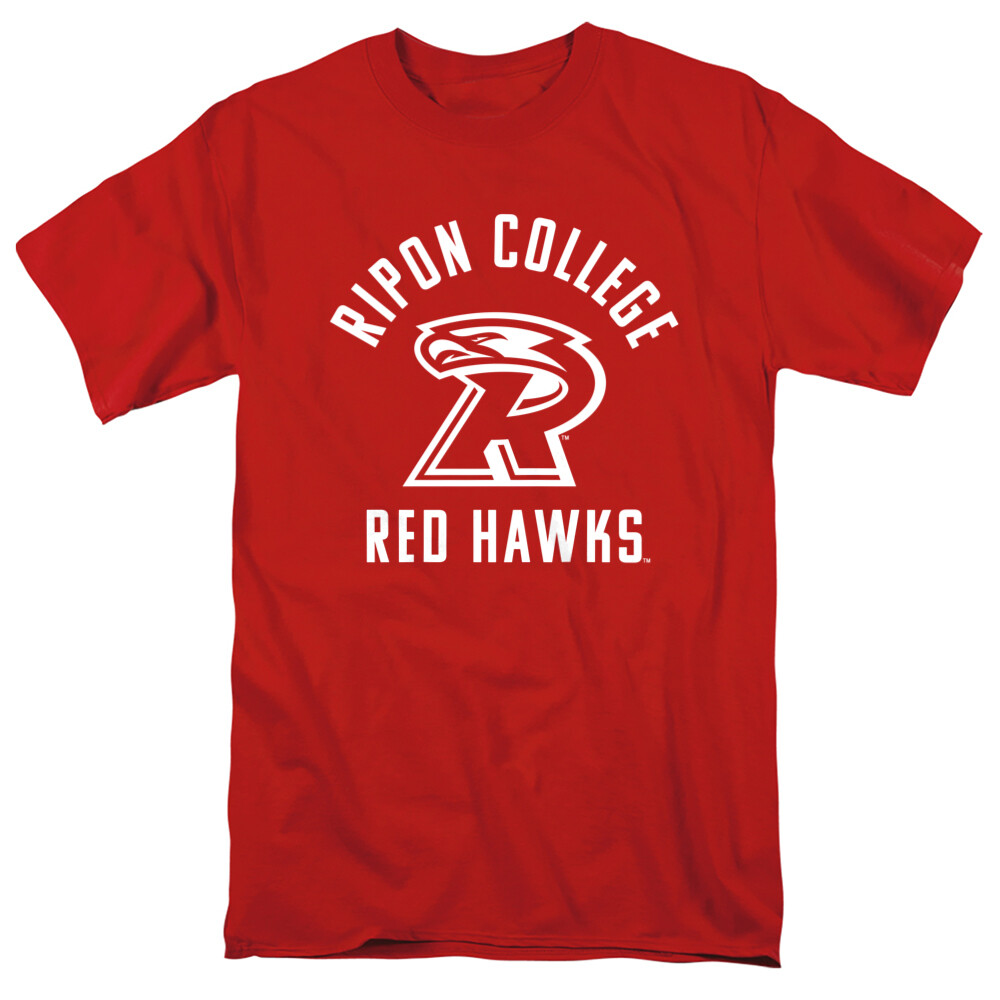 Ripon College Adult T-Shirt One Color Logo, Red, S-5XL