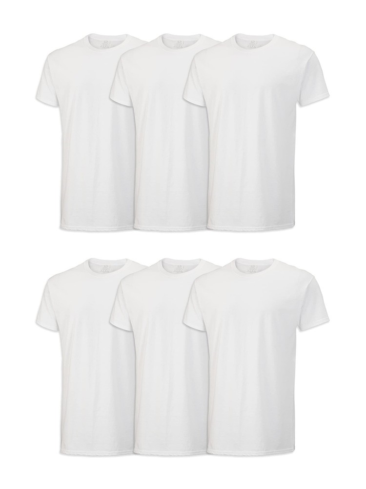 mens Stay Tucked Crew Tshirt Underwear, Classic Fit White 6 Pack, XXLarge US