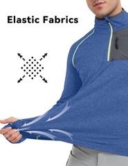 Men’s Long Sleeve Quick Dry Lightweight Running Exercise Sports T-Shirt Top B…