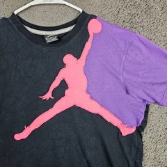 Jordan Mens Jumpman Graphic T-Shirt Black Purple Pink 373818-020 Size M