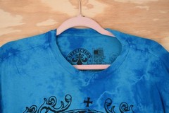 Affliction Blue Crystal Wash Tie Die Double Sided T-Shirt Size XL