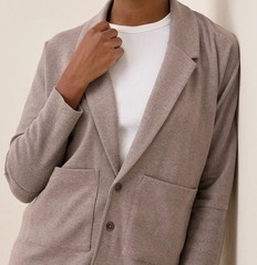 Pact Women’s Airplane Relaxed Blazer Medium Deep Taupe Heather Top MINT