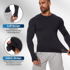 Men Compression Shirt Long Sleeve Athletic Fitness Quick-drying Breathable Tops