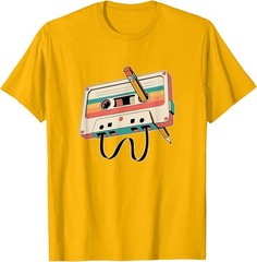 Retro Cassette Tape Pencil 80s 90s T-Shirt