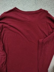 Hanes X-temp Mens L Maroon Henley Tee Shirt Flaws Pit 21.5″ Length 28″