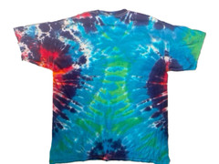90s Vintage Mens Shirt Large Tie Dye Peace Sign Starburst Cotton Hippie