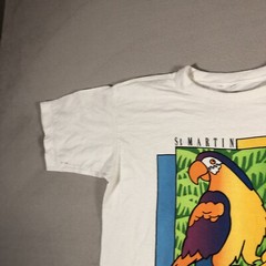 VINTAGE Parrot Shirt Mens Large White Birds Outdoors Casual Soft Cotton 1548