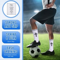 4 Pairs Christian Cross Socks Cross Grip Soccer Sock Anti Slip with Bible Ver…