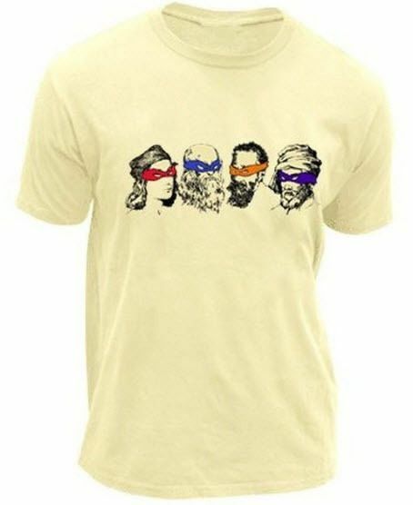 Adult Teenage Mutant Ninja Turtles Real Artists and Face Masks Cream T-Shirt Tee