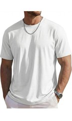 Men’s T-Shirt Short Sleeve Casual Solid Color Crew Neck Slim T-Shirt 100% Cotton