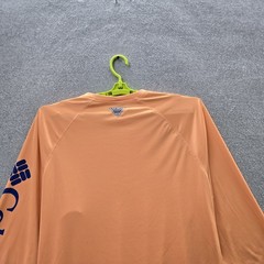 Columbia Men Shirt L/G Orange Logo Text PFG Activewear Long Sleeve Fishing