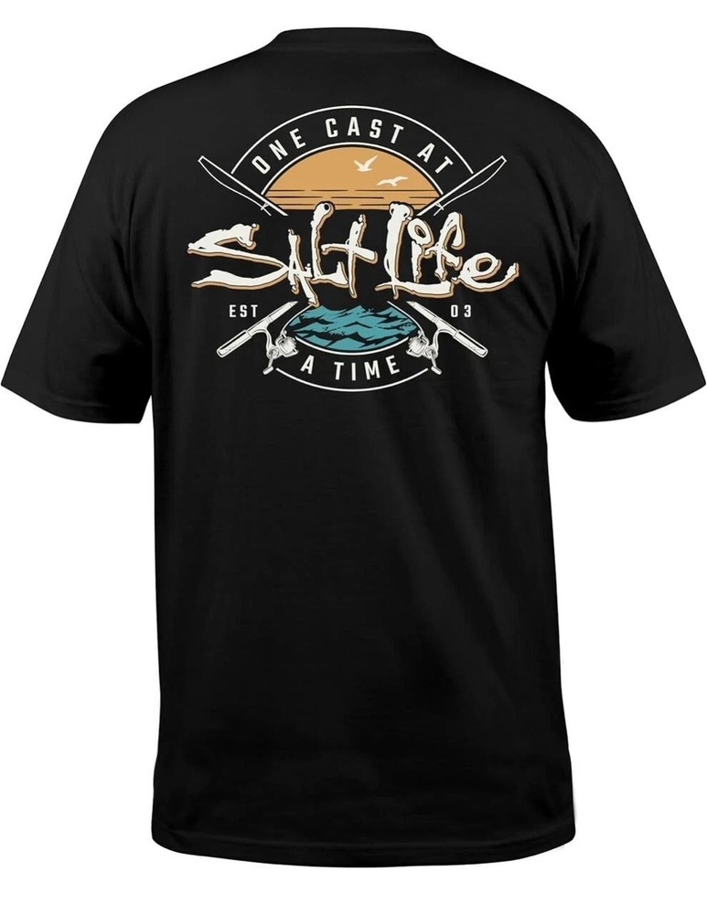 Salt Life One Cast at a Time Graphic S/S Pocket T-Shirt Mens – Small – NWT