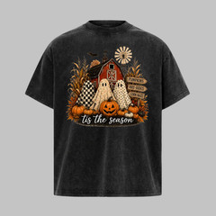 Spooky Season Patchwork T-Shirt Vintage Pumpkin Graphic Tee