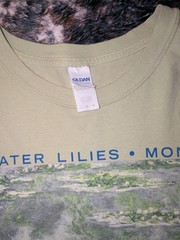 Gildan Ultra Cotton Men’s Green Monet Water Lilies Art Graphic Tee Crew Neck L