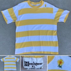 Vintage Striped T Shirt Combed Cotton Munsingwear Surf Mod Combed Cotton Sz XL