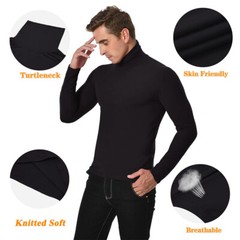 Mens Turtleneck Pullover Long Sleeve Jumper Top Warm Casual Slim T-Shirt Thermal