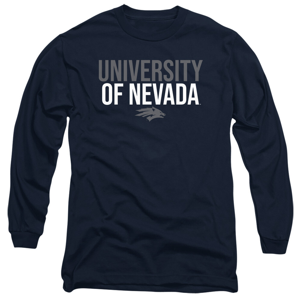 Nevada Adult Long Sleeve T-Shirt Wolf Pack Stacked, Navy, S-3XL