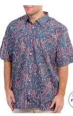 Salt Life Live Saly Men’s Size L Button Down Navy Coral Life Short Sleeve
