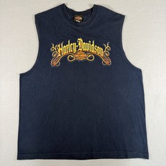 Harley Davidson Tank Top Men’s XL Navy Blue Biker Hot Rod