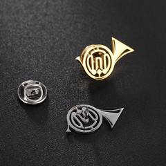 Stainless Steel Musical Instruments Trumpet Men’s Lapel Pin Brooch for Suit A…