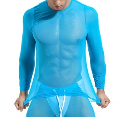 Mens Long Sleeve See Through Mesh T Shirt Sexy Muscle Clubwear Blouse Tops Tee