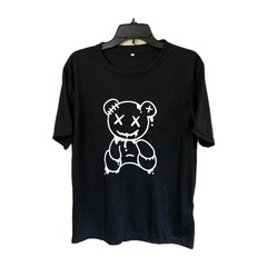 Mens or Womens Black T-Shirt w/White Teddy Bear XX Eyes & Ear, Anime, Size Med.