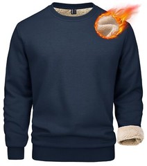 Men’s Winter Warm Sherpa Lined Sweatshirt Long Sleeve Pullover Casual Sweatshirt
