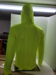 Neon Yellow Long Sleeve Safety Shirt With Hoodie, Polyester Birdeye mesh fabric