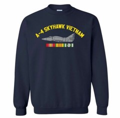 A-4 Skyhawk With Vietnam Service Ribbons Crew Hooded Sweatshirt