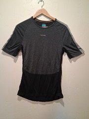 Icebreaker 125 ZoneKnit Men M T-Shirt Two Tone Gray Black Merino Wool SS