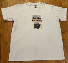 Uniqlo Gundam 40th Anniversary Gundam Mobile Suit Shirt White Sz XL Worn Stains