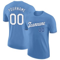 Custom Light Blue White Royal Performance T-Shirt Mens Sport Team Graphic Gift