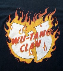 Wu-Tang Clan Flames Logo Mens Classic Hip Hop Music Band Large Black Cotton sz L